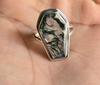 Coffin Ring, Moss Agate Ring, 925 Sterling Solid Silver Ring, Handmade Jewelry, Boho Ring, Green Gemstone Ring, Statement Ring, Promise Ring