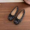 Polka Dot Bow Flat-soled Single Shoes Soft-soled Comfortable Office Workers Commuter Casual Shoes Square Head Spring and Summer Women's Shoes