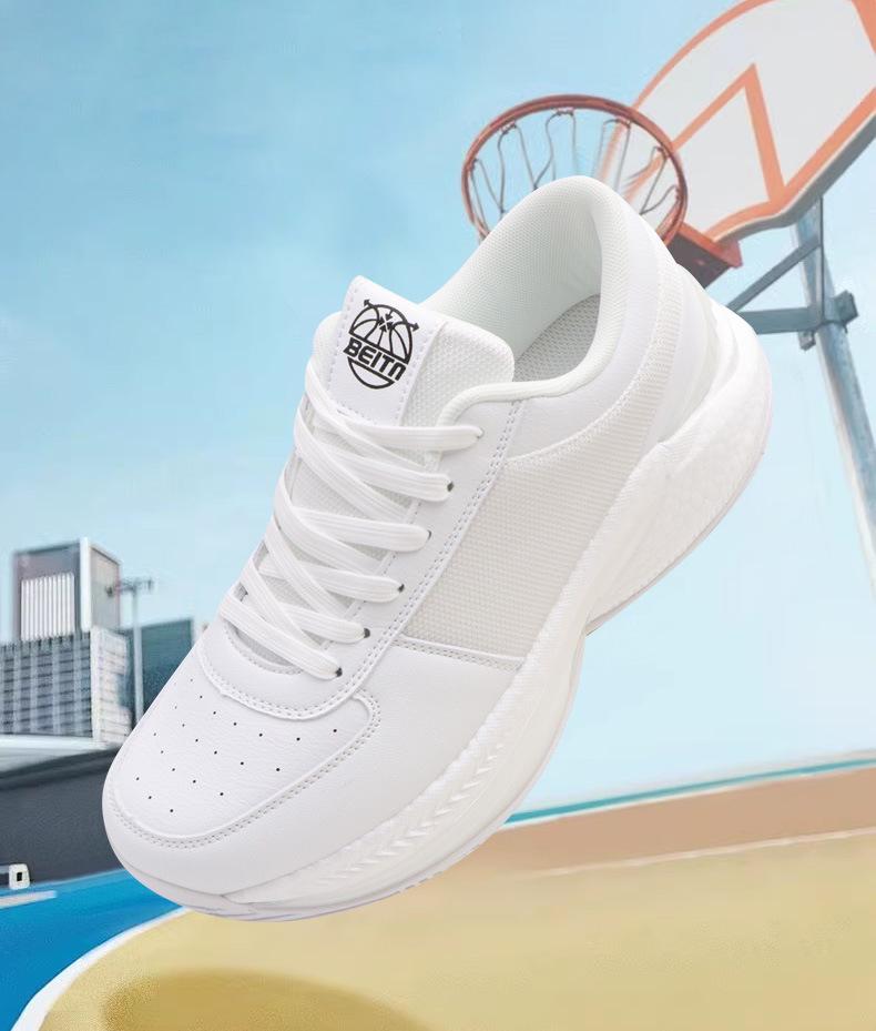 2024 White Low-Top Basketball Shoes: Non-Slip, Wear-Resistant with Shock-Absorbing Popcorn Sole & Rubber Patches for Men