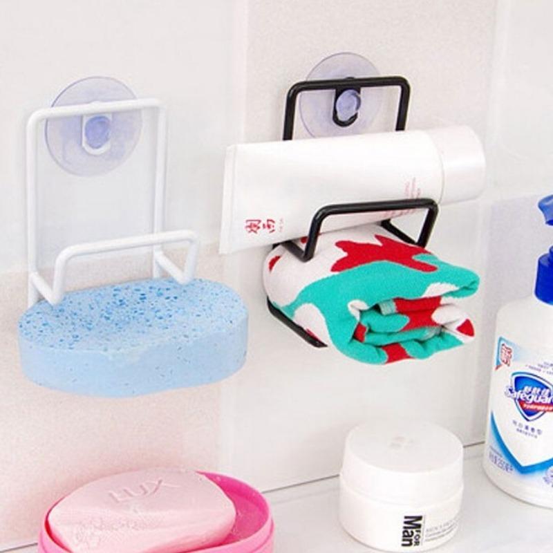 1pcs Multifunctional Double-Layer Iron Sink Sponge Drain Rack, Miscellaneous Storage Rack, Simple Suction Cup Storage Drying Rack.