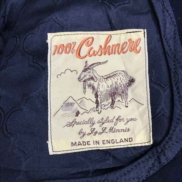 England YOROIYA Cashmere 100% Chester Coat L Men Navy Double-Breasted(USED)