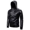 Padded Leather Jacket Men's Winter Thickening Warm Removable Cap Pu Jacket Biker Jacket