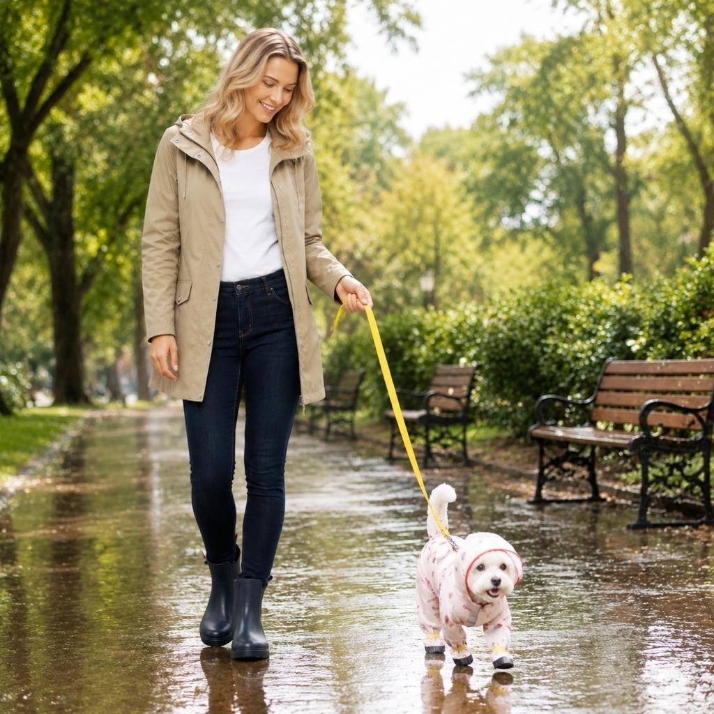Waterproof Pet Raincoat with Hood Full Body Coverage Protective Dog Rain Jacket with Paw and Tail Covers for Small Medium Dogs