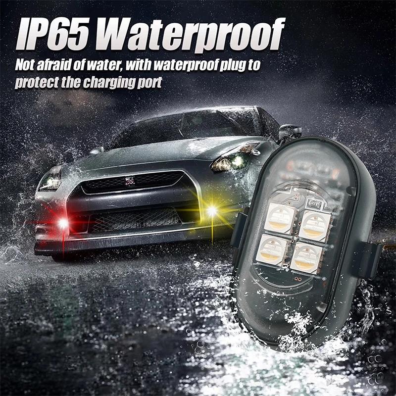 2/4/6pcs RGB Strobe Lights USB Rechargeable Warning Lamp Vehicle Waterproof Decor Light Remote Control LED for Motorcycle