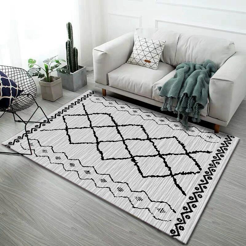Retro Moroccan Style Retro Living Room Carpet Imitating Cashmere Foldable Washed Back Ethnic Style Mats Easy To Clean Classic