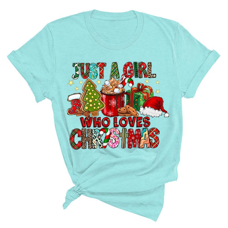 Christmas Printed Fashionable Women's T-shirt Christmas Trend Pure Cotton Casual Sportswear T-Shirts Women’s