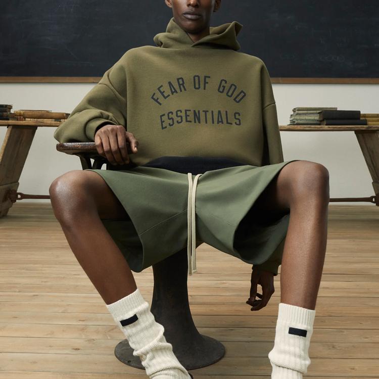 Fear of God Sudadera con capucha Essentials de forro polar Oliva Hombre Tops Verde 192BT246254F