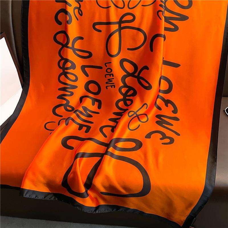 

New rose block geometric fashion scarf women s thin simulated silk shawl sunscreen long large size silk 180*90cm