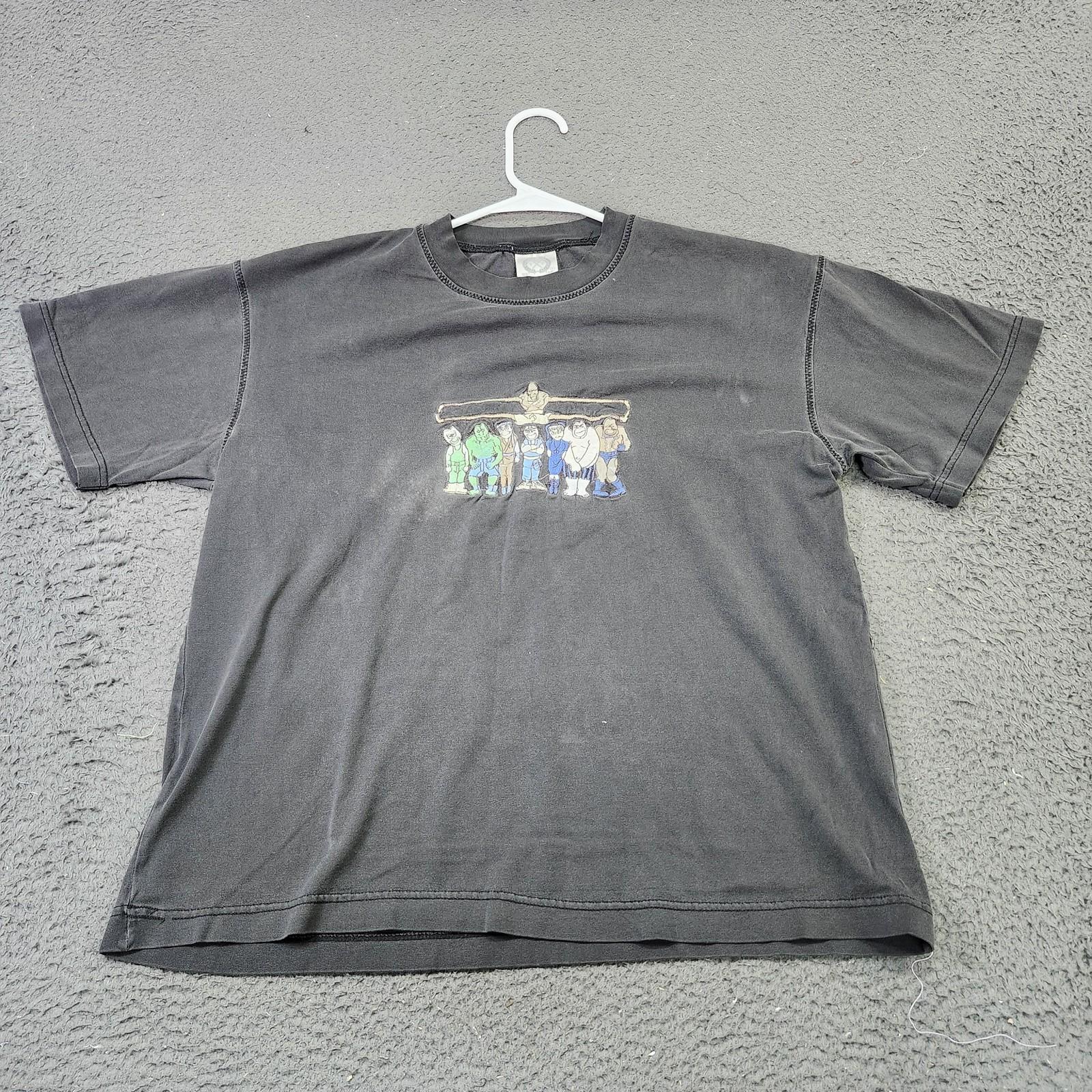 TAKOHTA Shirt Mens XL Gray Cartoon Character Lineup Embroidered Graphic Tee Unisex T-Shirt XL