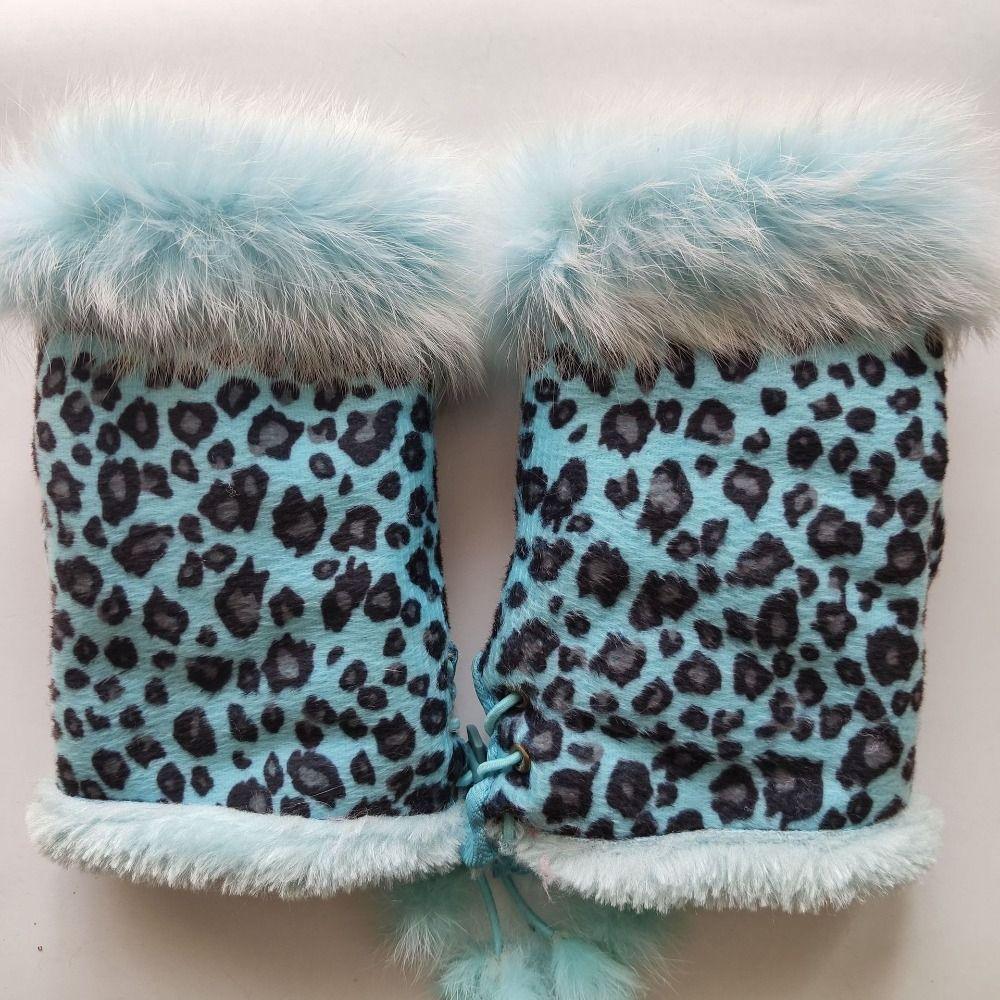 1Pair Fashion Thicken Rabbit Hair Gloves Soft Faux Winter Warm Fingerless Mittens Women Girls Windproof Stretch Gloves