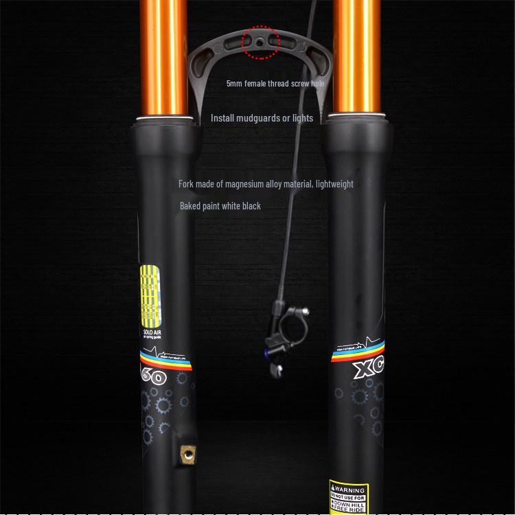 Dual Air Chamber Mountain Bike Fork - 26/27.5/29 Inch, Adjustable Damping, Magnesium Alloy