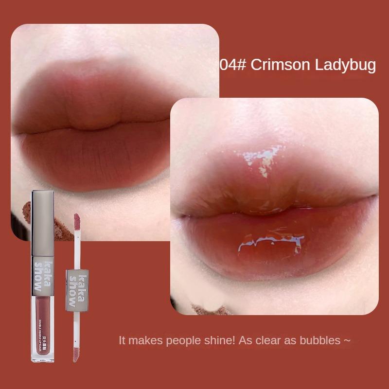 Double-ended Lip Glaze, Watery Velvet Matte Whitening Lipstick, Moisturizing Lip Mud Cosmetics