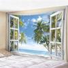 Window View Tapestry Wall Hanging, Scenic Nature Landscape Backdrop, Artificial Window Wall Decor for Bedroom Living Room