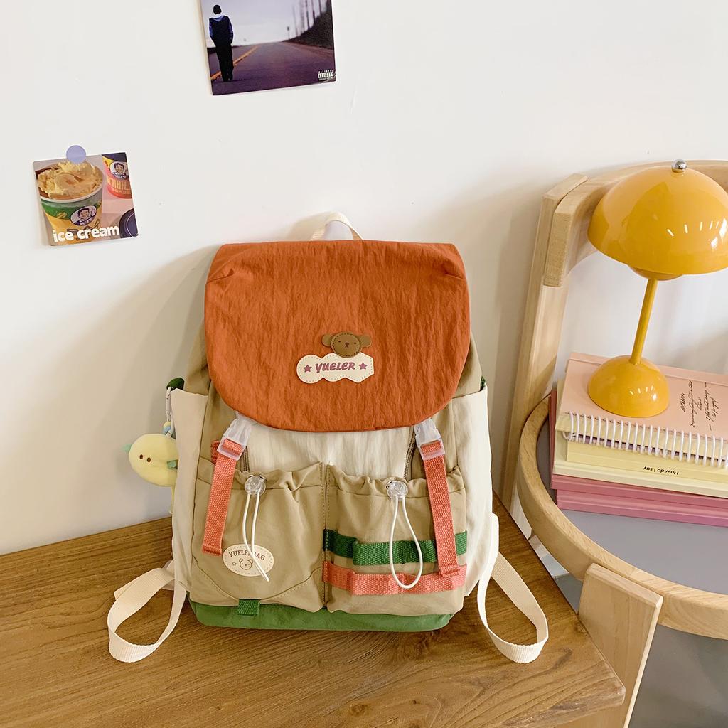 Dopamine contrasting color high-value backpack large-capacity junior high school student schoolbag women's outdoor travel mountaineering bag