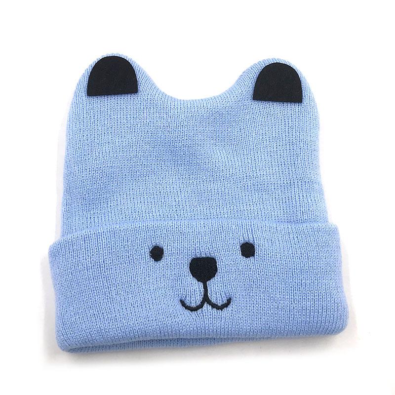 Autumn And Winter Baby Pullover Hat Cat Puppy Cartoon Knitted Hat Embroidered Children'S Wool Baby Warm Hat