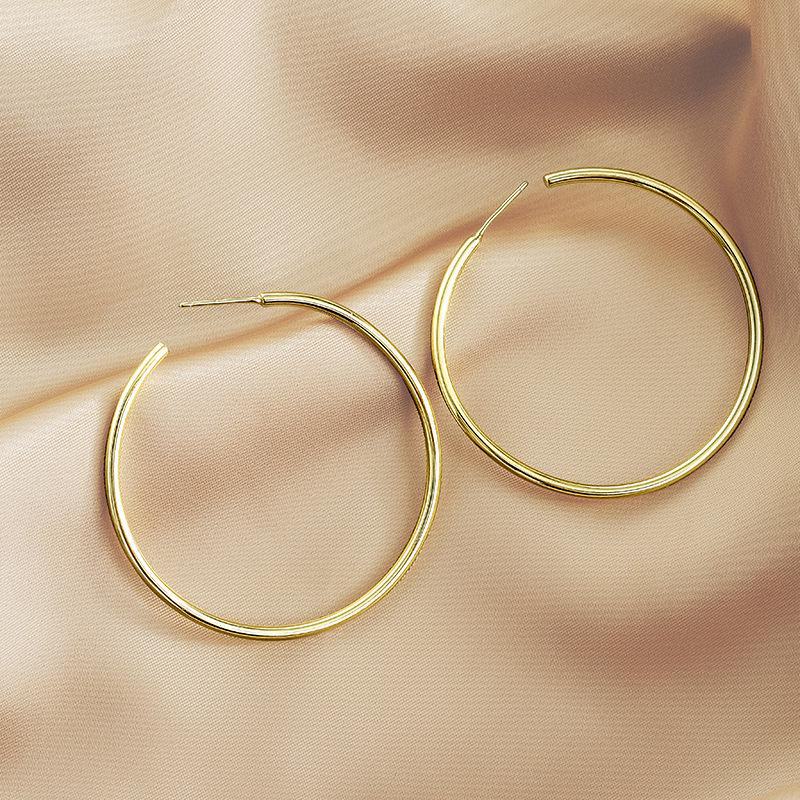 

Серьги Banyan Tree S925 Silver Large Circle для женщин - простые, модные, в корейском стиле 45MM золотой