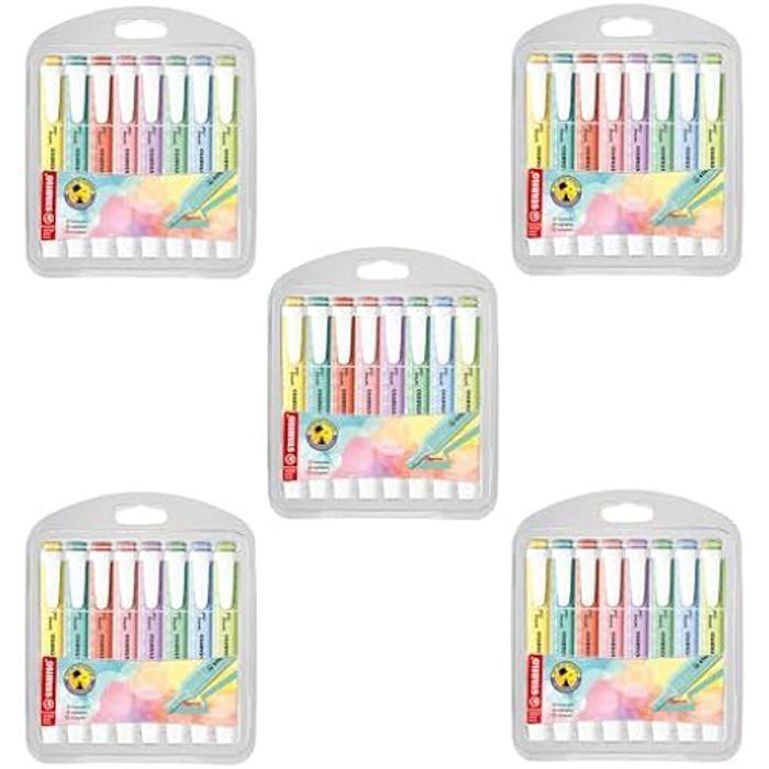 STABILO Lot de 5 surligneurs Swing Cool Pastel – Bleu nuageux, touche de turquoise, touche de menthe, rose poudré, pointe de citron
