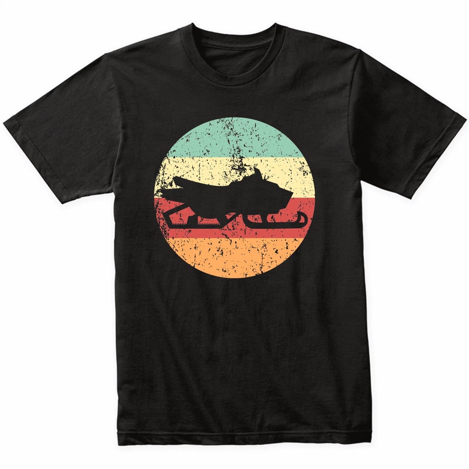 Snowmobile Silhouette Retro Winter Sports T-Shirt - Retro Colors 3XL