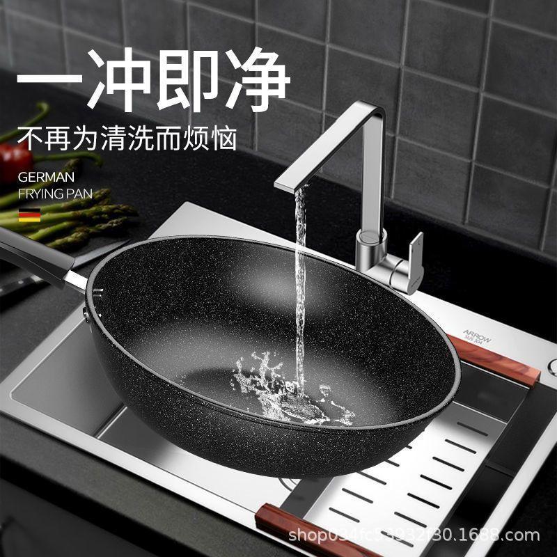 Nonstick Cast Iron Frying Pan Stovetop Cooking 28-34cm Lightweight Wok-Style Skillet Compatible With Induction Gas