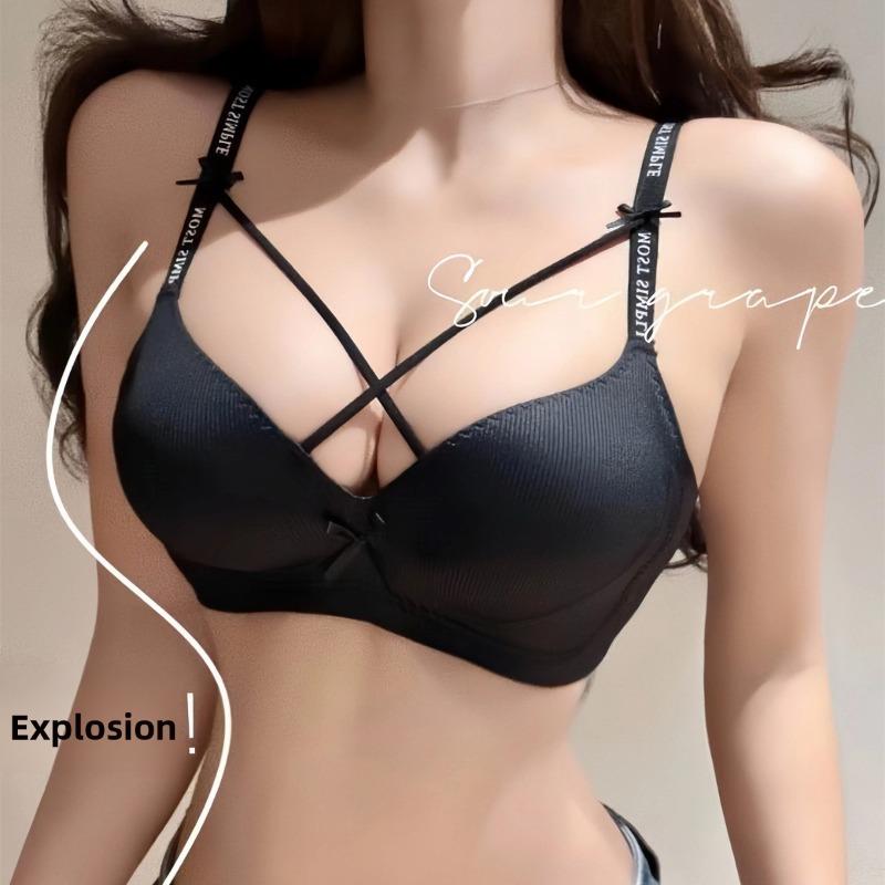 Ladies Spring Summer Sexy Leopard Print Pure To Thickened Steamed Bun Cup Gathered on The Collection Pair of Breast Underwear