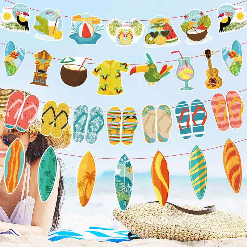 1 set Banner de Petrecere Hawaiană Flamingo Placă de Surf Hawaii Element Creativ de Plajă Aloha Decor de Petrecere Luau Tropical Hawaii Banners