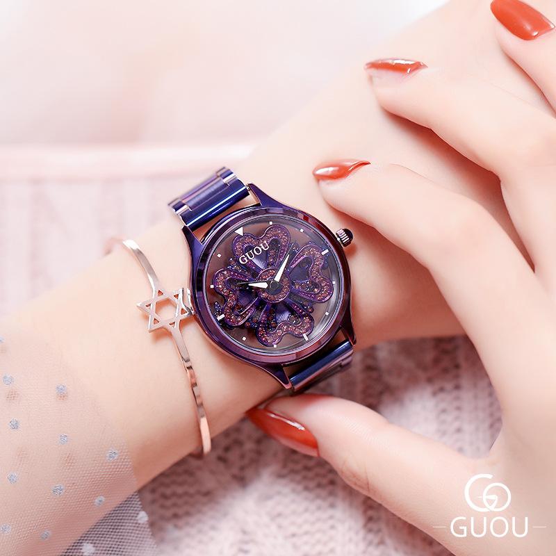 Hong Kong New Steel Belt Heart-shaped Rhinestone Women's Watch Waterproof Watch Quartz Watch