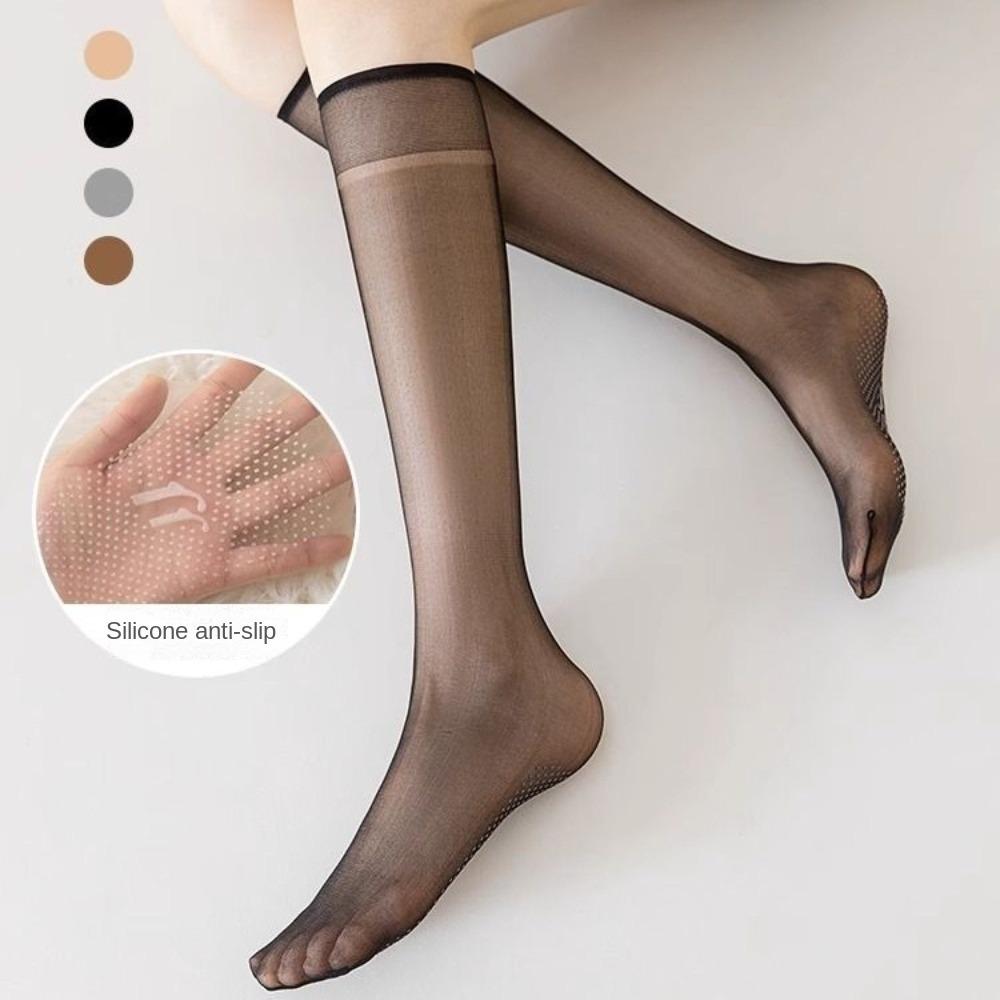 New Non-slip Silicone Rubber Crystal Socks Breathable Ultra-thin Hosiery Transparent Anti-hook Foot Massage Socks Women