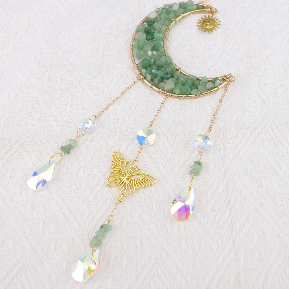Natural Crystal Butterfly Wind Chime: Moon Pendant & Sun Catcher for Home & Garden T85