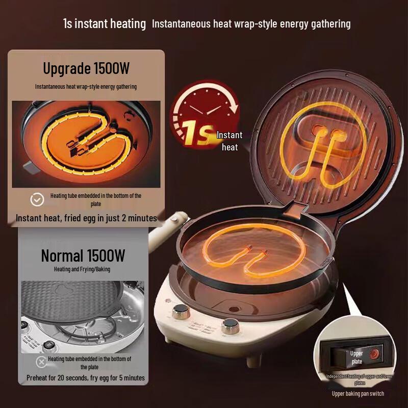 BEAR Electric Griddle & Pancake Maker, Deep Removable Plates CN Plug (adapter Included)