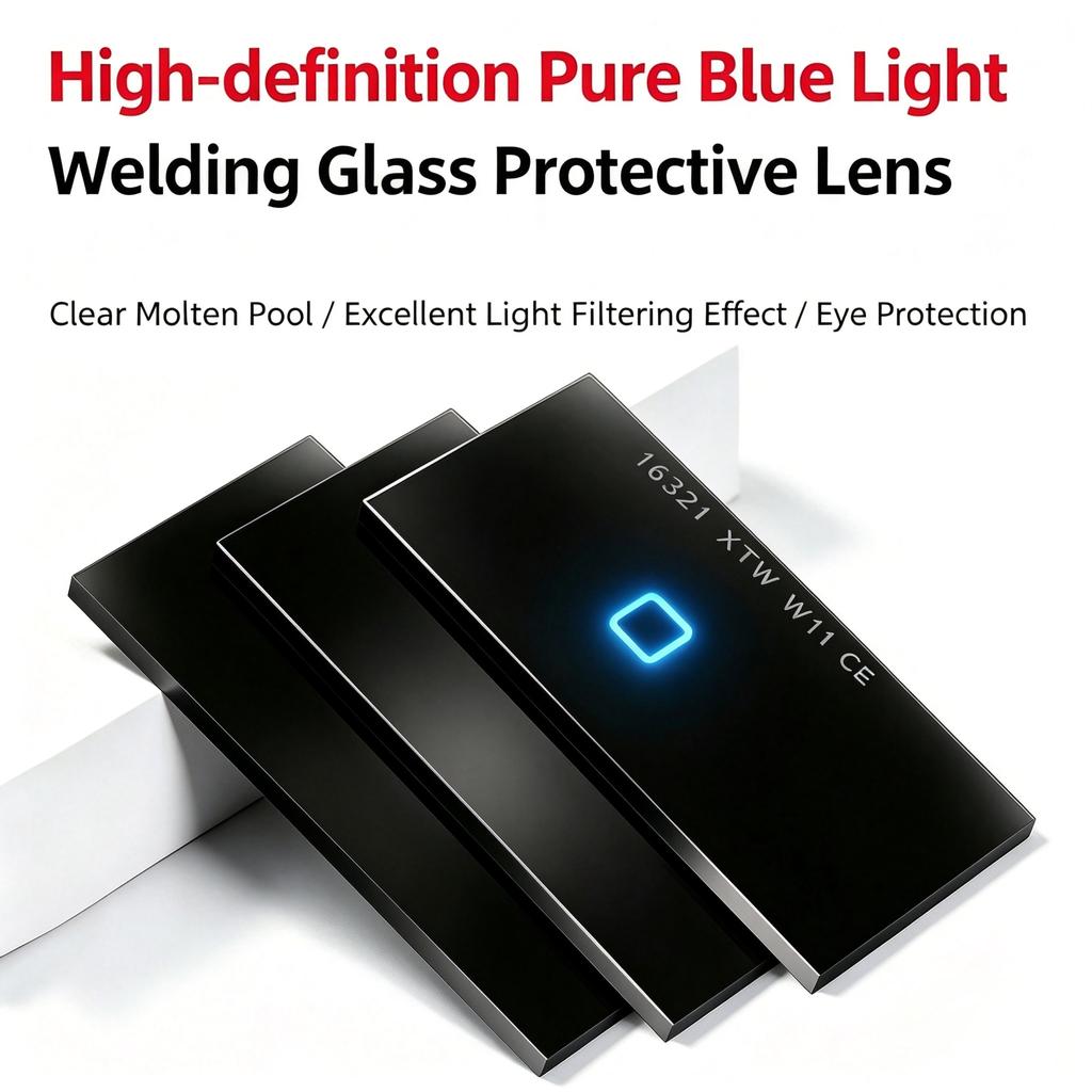 HD Ultra Blue Welding Lens Clear Molten Pool Welding Filter Glass 108x50mm Anti-glare Welding Protective Lens for Welder Mask 3