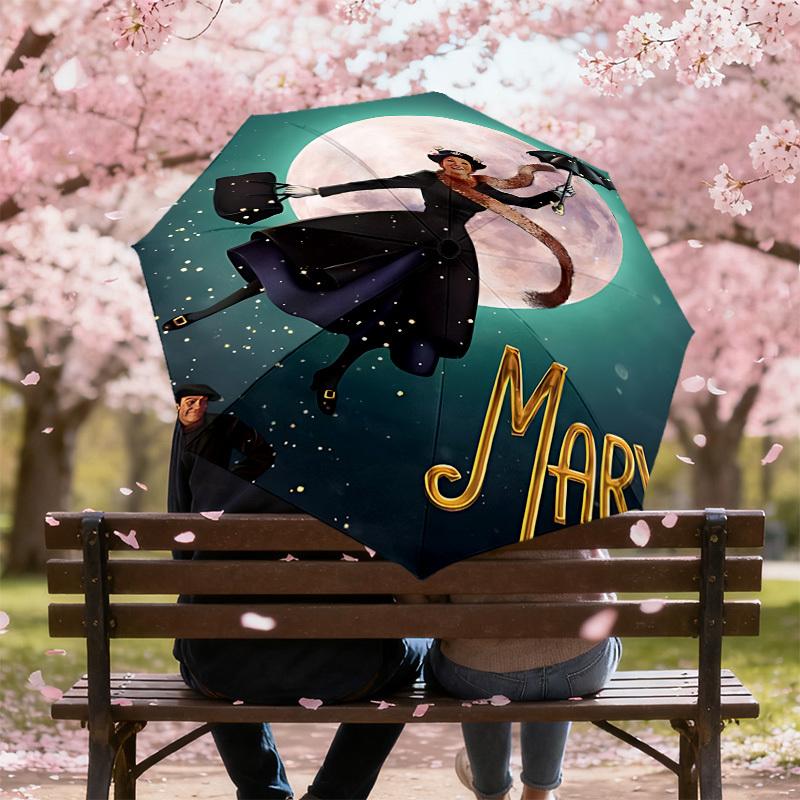 1PC Mary Poppins Automatic Open/Close Umbrella with Windproof, 8-Rib Sturdy Canopy, Durable Ribs, Fashionable Design,1281A