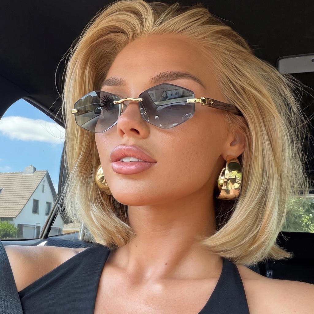 European and American fashion new frameless sunglasses personalized trimming high-end spicy sunglasses personalized versatile street shot glasses