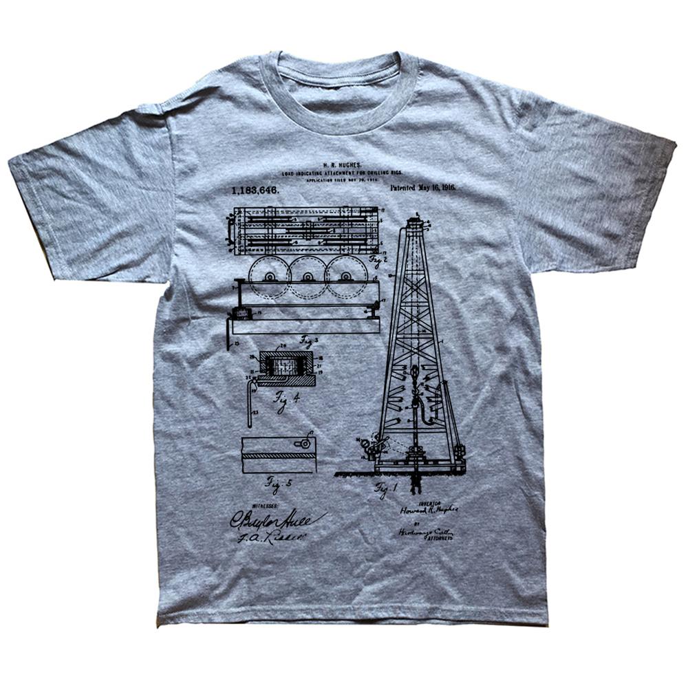 Novelty Oil Drilling Rig Patent Oilfield Driller T Shirts Streetwear Short Sleeve Birthday Gifts Summer Style T-shirt Men