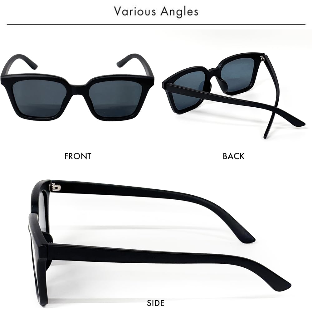 FashionBerry Negro y Cuadrado UV Moderno Ancho Adelgazante UV Elegante Gafas para y Ultramar Adecuado para Todos Gris Medio Gafas de Sol, 99% Protección,