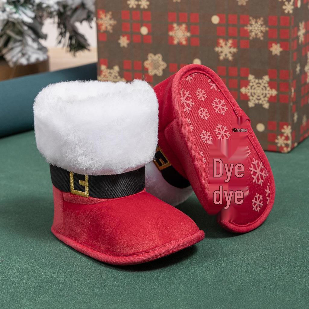 Winterschlussverkauf: Plüsch-Klettverschluss-Kleinkindstiefel - Dicke & Warme Weihnachts-Babyschuhe