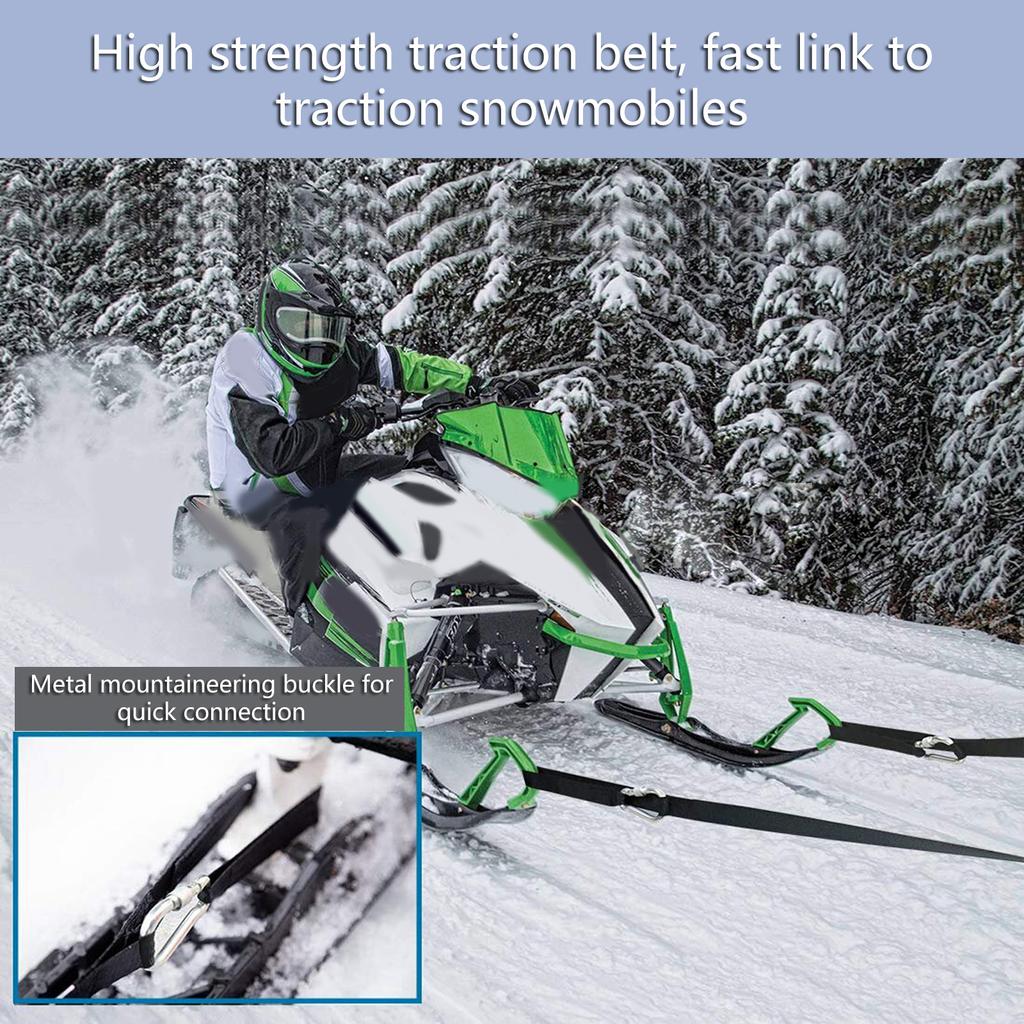 Snowmobile Motorcycle Car Vehicle Boat-Tow Rope Strap with Hooks Emergency Heavy Duty Hauling Pulling Line Road Recovery