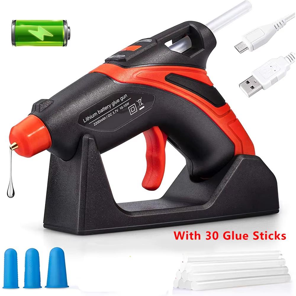 Rechargeable Cordless Mini Hot Melt Glue Gun Kit with 30 Glue Sticks Fast Preheating For Crafting DIY Repair Glue Gun Tools