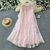 Nuovi Completi Vestito in Pizzo Ricamato con Perline e Paillettes Autunnali per Donna Autunno Vintage Manica a Mantella Collo Tondo Lungo Maxi Abito Robe Musulmane