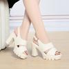 6.5cm 8.5cm Elegant Comfortable Thick Bottom Chunky Platform Sandals 2025 Summer Block High Heels Shoes for Office Model Mom