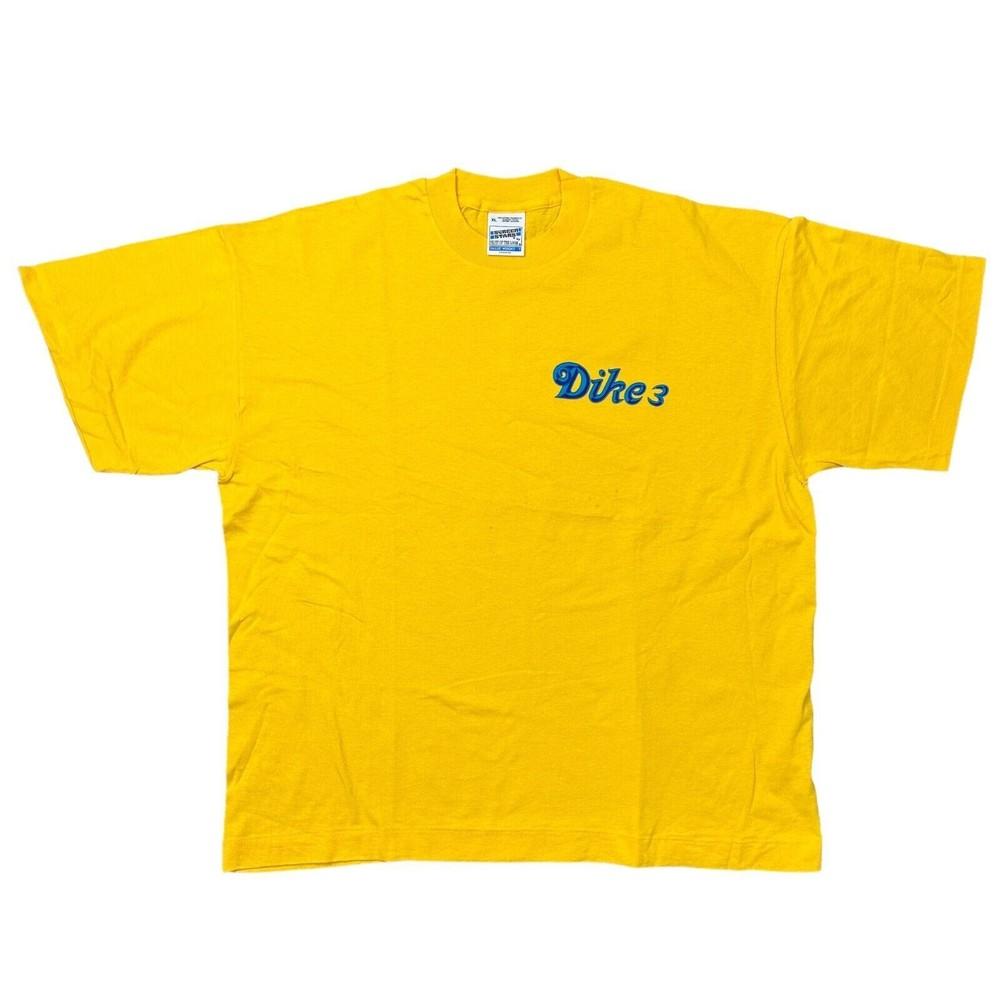 

Vintage T-shirt Single Stitch Graphic Print Retro Y2K Yellow Mens S