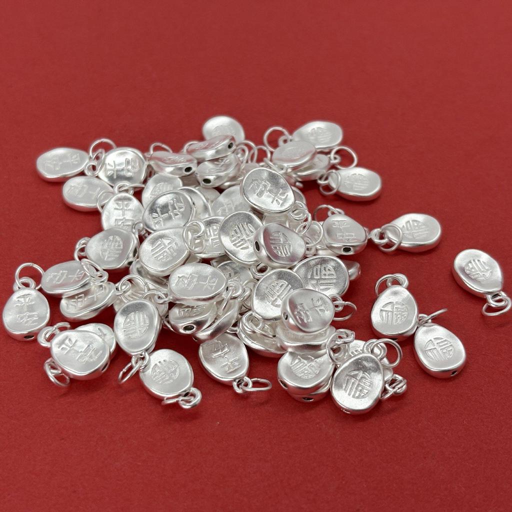 Sterling Silver 999 Fortune Charm Beads for Handmade Bracelet DIY