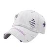 High quality letter ripped rough edge denim baseball cap men's summer wide brim hat women's American big head circumference cap