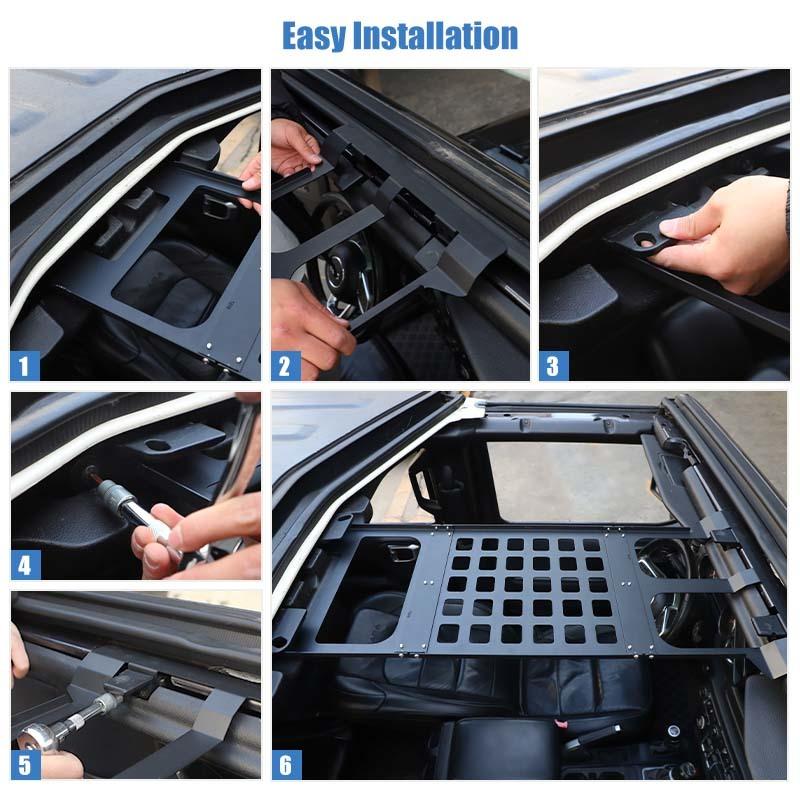 Top Front Roof Rack Shelf Luggage Storage Carrier Shelf For Jeep Wrangler JL For JT Gladiator 2018 Up Interior Accessories ( Iron)