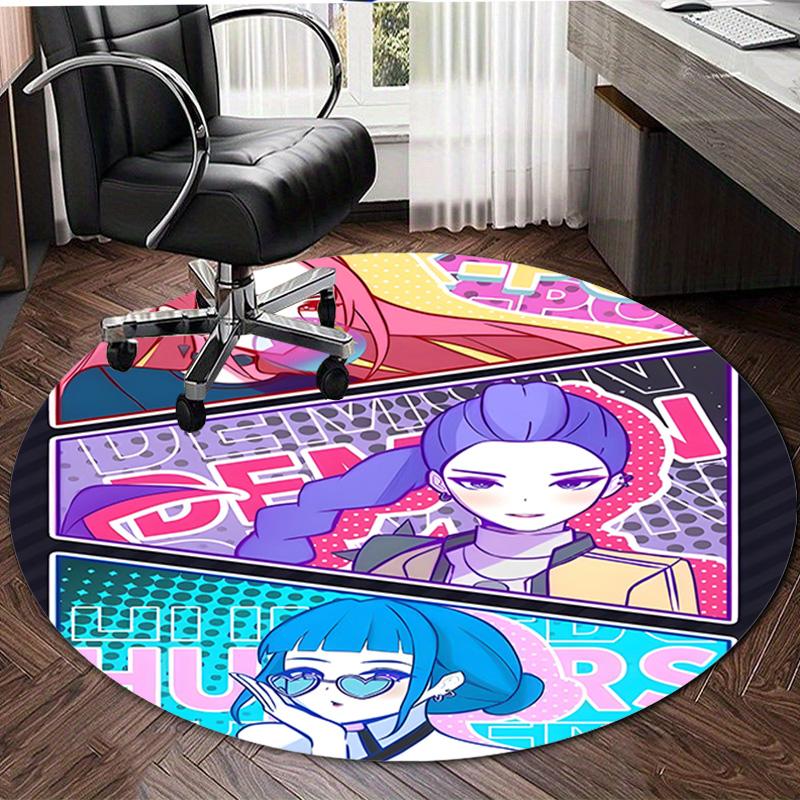 1pc KPop Demon Hunters10 Design Printed Area Round Carpet for Bedroom Living Room Home Decor Rugs Mat Non Slip Mat Rug for Bedside