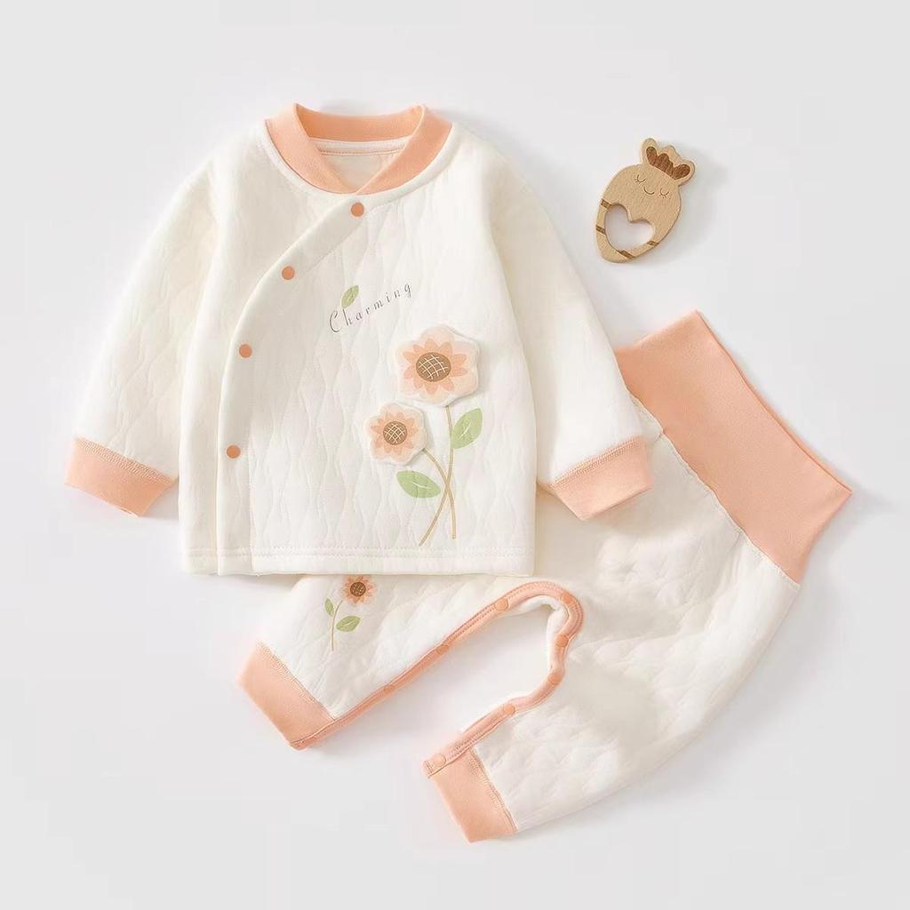 Jingqi Baby Autumn High-Waist Warm Cotton Clothes Set for Boys and Girls