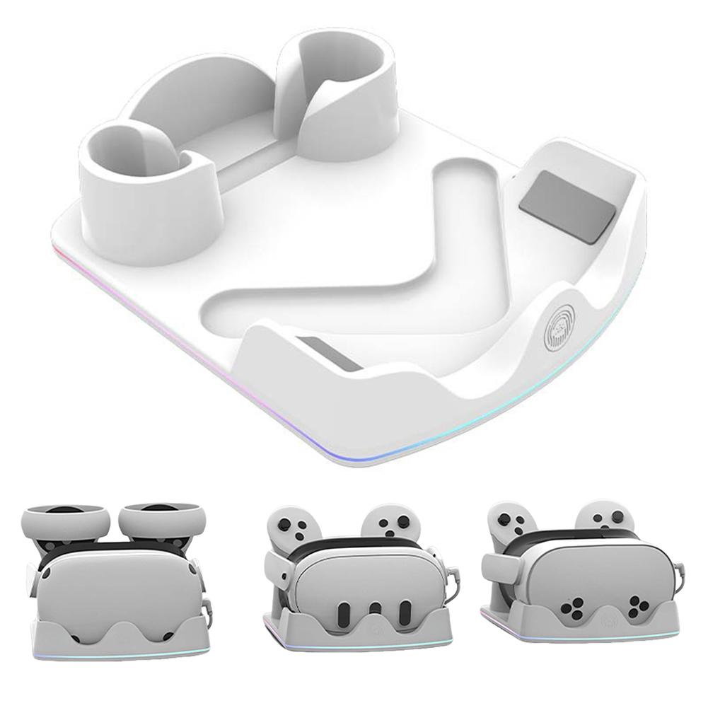 Charging Dock For Meta Quest 3/3S Accessories VR Headest Desktop Display Holder for Oculus Quest 2 Charger Station W/ RGB Light