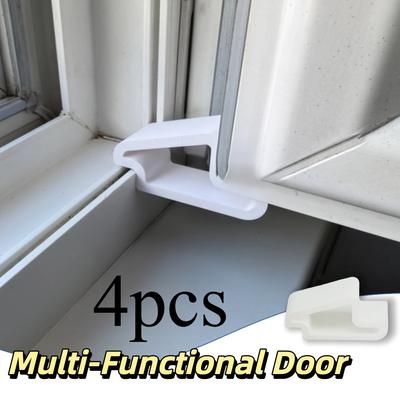 4pcs White Window & Door Stopper | Prevent Sliding, Upgraded Sturdy Plastic, Easy Snap-On Installation for Home/Office, Allows Safe Ventilation