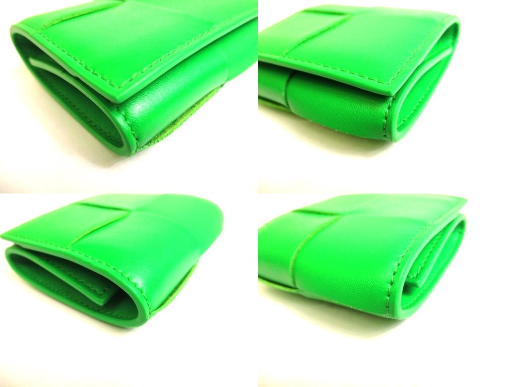 Authentic BOTTEGA VENETA Intrecciato Green Leather Cassette Folded Coin Purse #9950  Refurbished