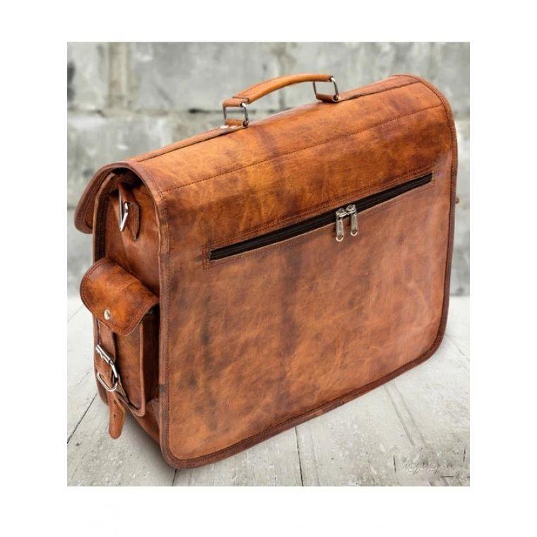 Large Bag Leather Vintage Messenger Shoulder Men Satchel Laptop Briefcase