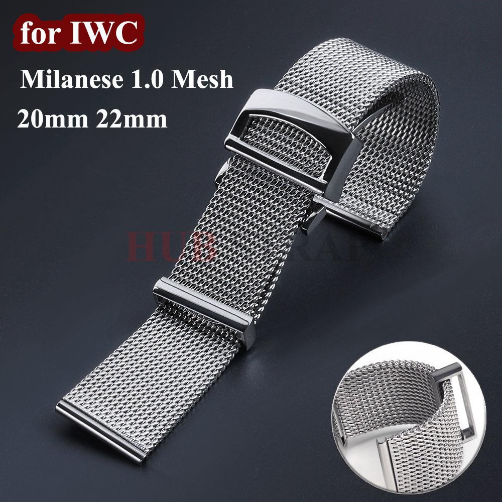 Milanese Mesh Stainless Steel Watchband Bracelet 20 22mm for IWC Pilot's Portuguese PORTOFINO Replacement Strap Watch Accessory
